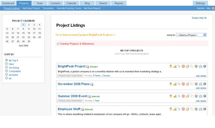 listing project